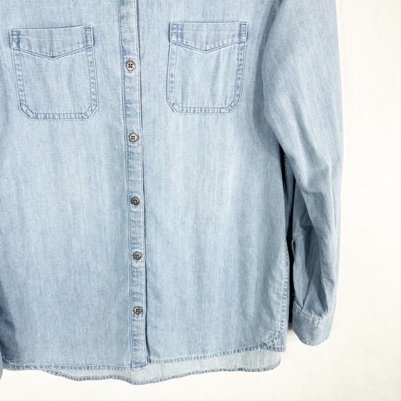 J Jill XS Shirt Button Down‎ Denim Light Blue Top Blouse Jean Cotton Women 370 - Picture 5 of 9